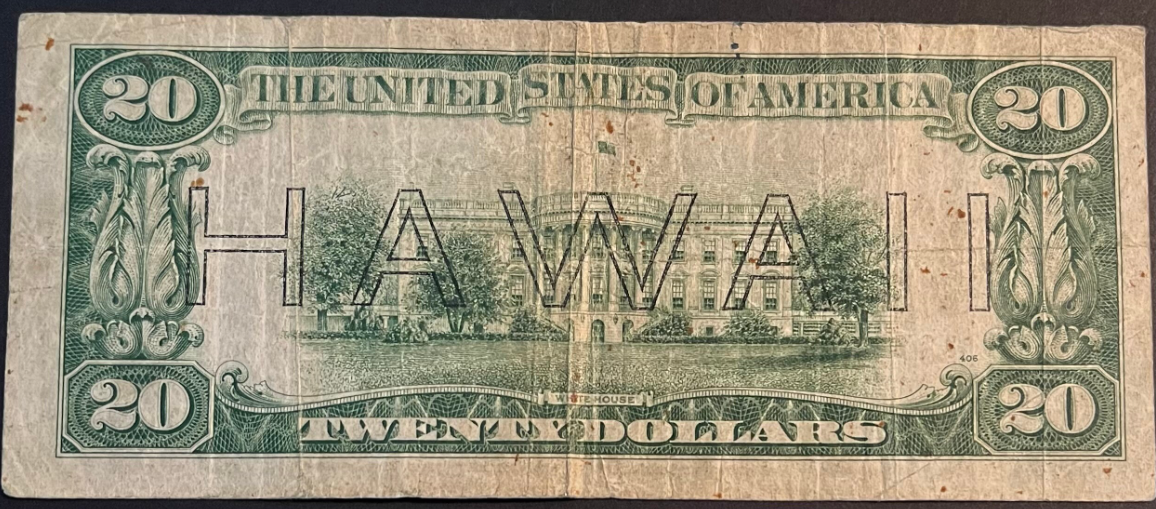 1934 Series A $20 Hawaii Emergency Issue - Hawaii Overprint - Avg. Circulated