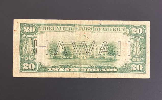 1934 Series A $20 Hawaii Emergency Issue - Hawaii Overprint - Avg. Circulated