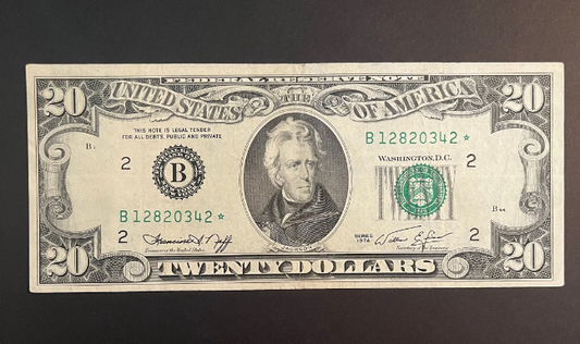 1974 $20 Dollar Star Note Federal Reserve Note Small Size