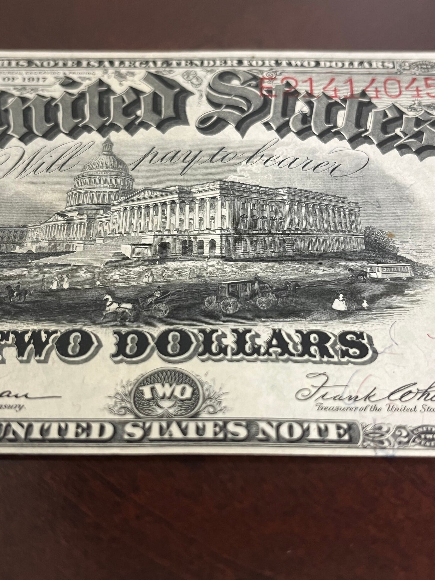 1917 2 Dollar Red Seal Large Note EXTRA FINE United States Paper Money