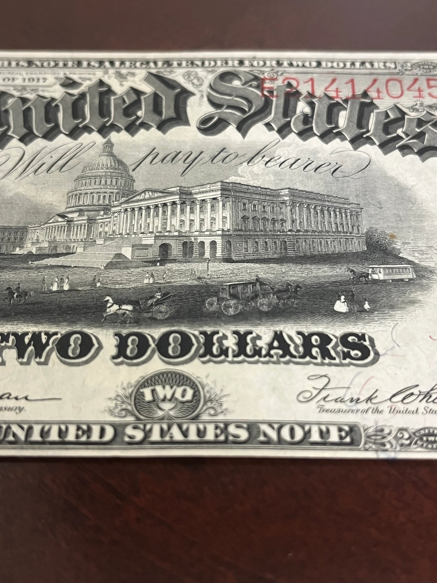 1917 $2 Large Note EXTRA FINE Serial Number E21414045A