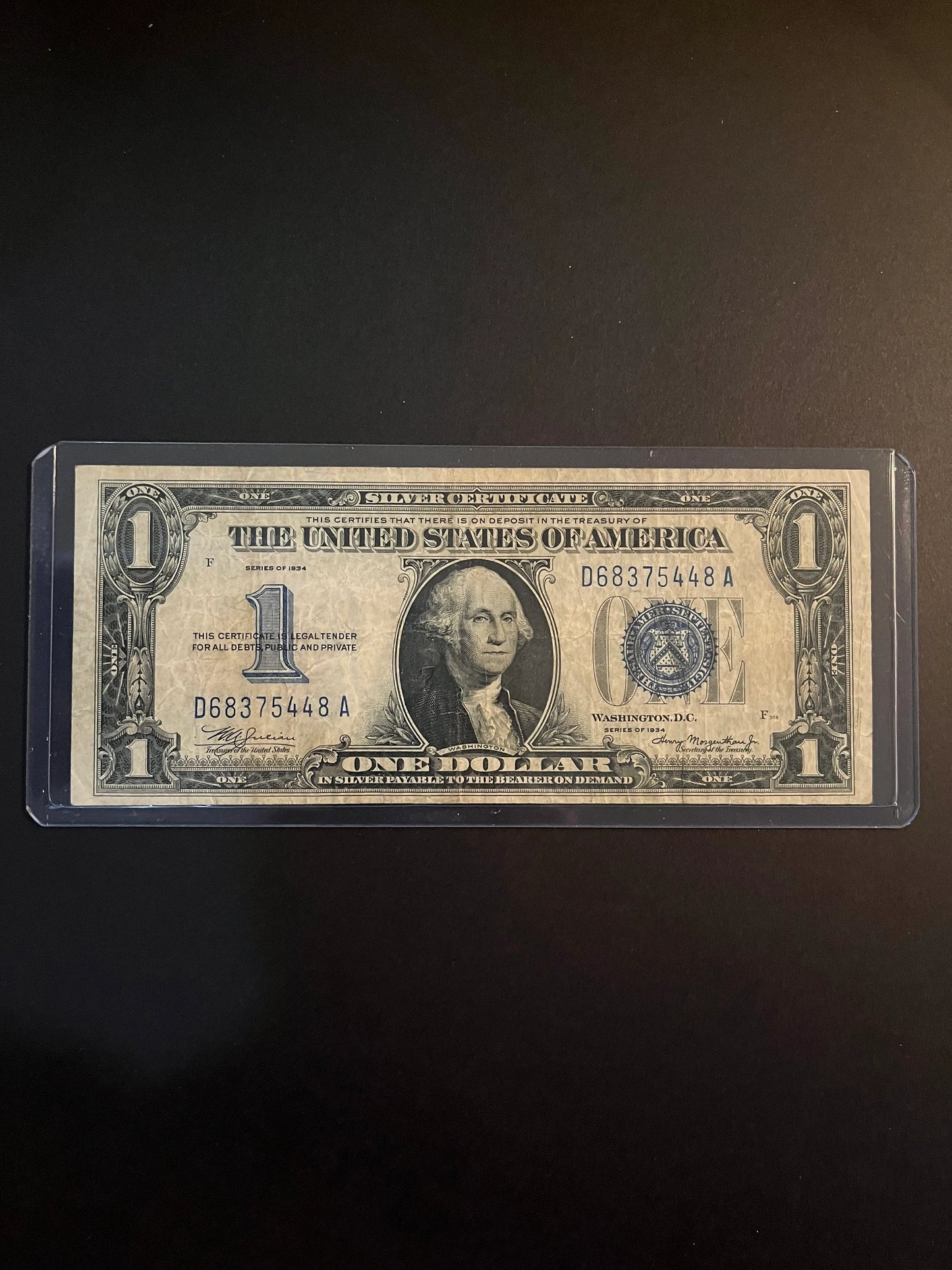 1934 $1 Silver Certificate - Blue Seal "FUNNY BACK" Avg. Circulated