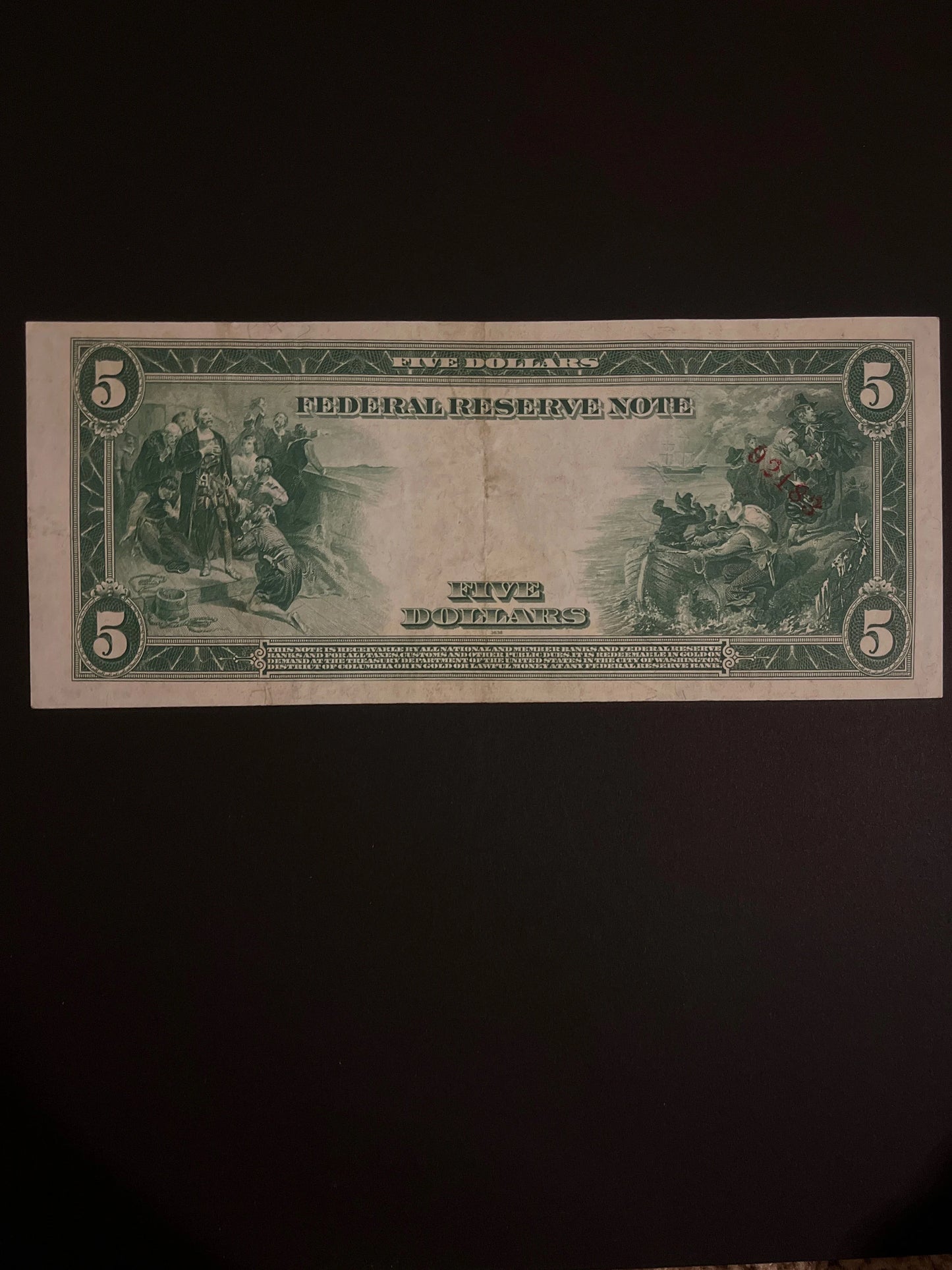 1914 US - 5.00 Federal Reserve Note - Series 1914 - NY Fed. - AU The Most Beautiful Note Serial 098A