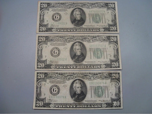 1934 20 Dollar Bills Green Seal Old United States Paper Money - 1 Note