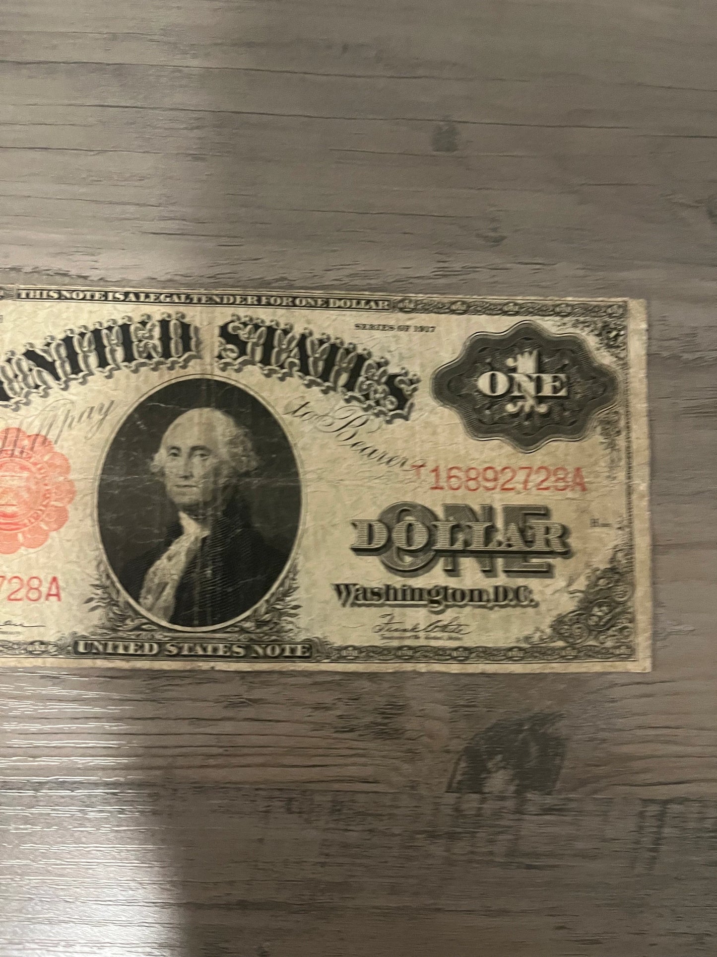 1917 1 Dollar Old US Paper Money Large Note SawHorse