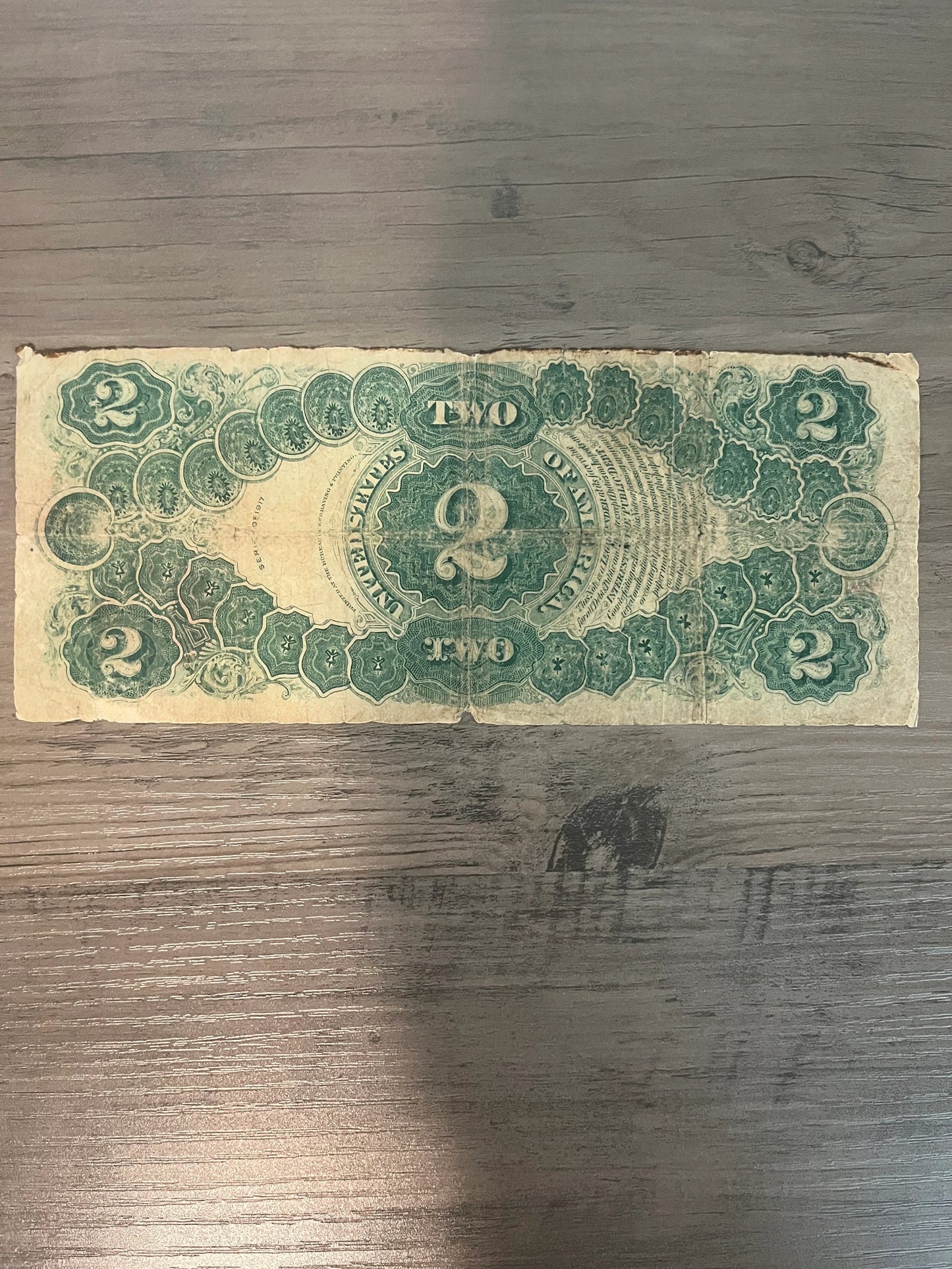 1917 2 Dollar Large Size US Paper, Money, Serial 9135A