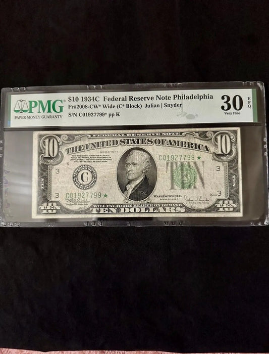 1934 $10 Star Note PMG 30