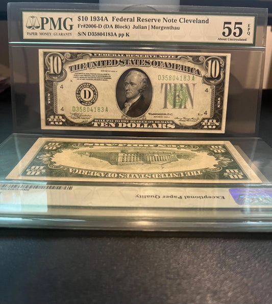 1934A $10 PMG 55EPQ