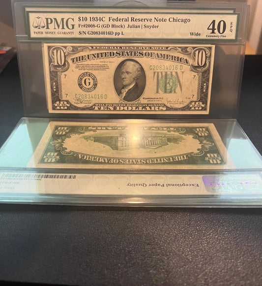 1934C $10 PMG 40 Extremely Fine