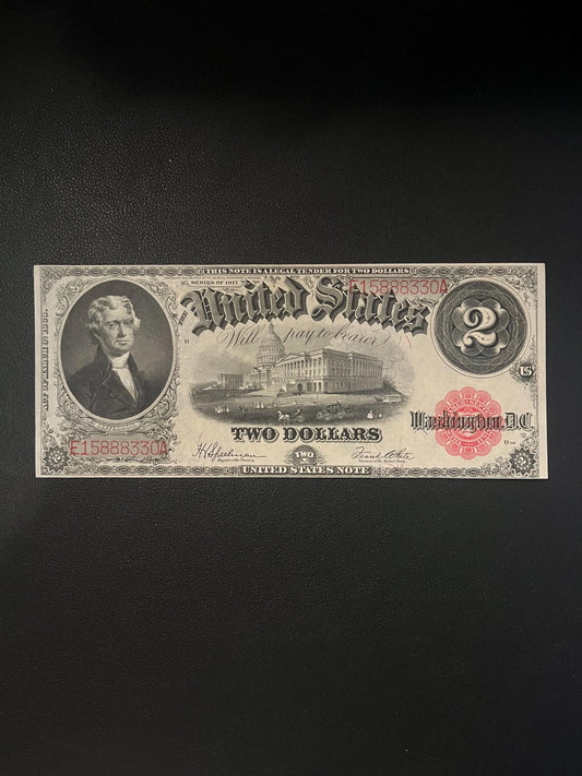 1917 $2 Extra Fine U.S. Currency Legal Tender Large Size Note Serial E15888330A